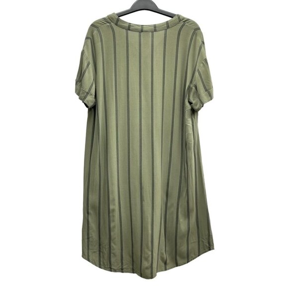 H&M Tunic beach shirt striped dress green olive size 4 woman’s - Picture 2 of 12